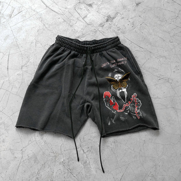 Retro Personality Casual Screaming Print Loose Shorts