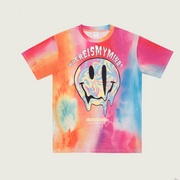 Street tie-dye smiley face English loose T-shirt