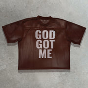 God Got Me Casual Street Mesh Panel Jersey
