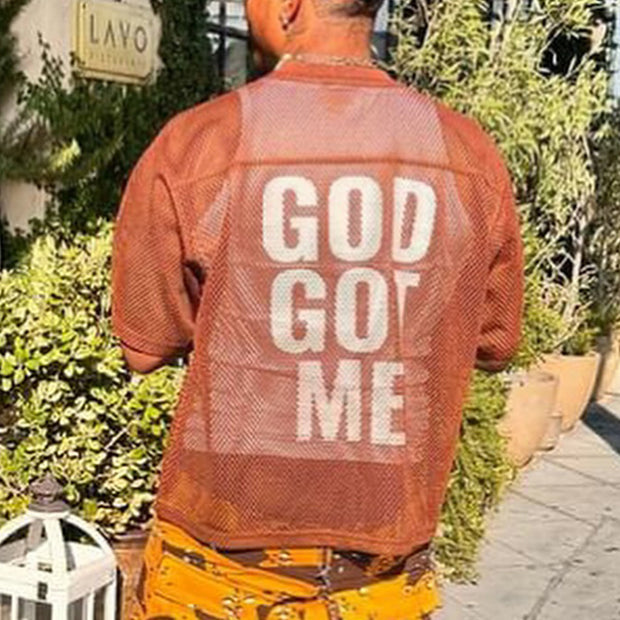 God Got Me Casual Street Mesh Panel Jersey