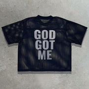 God Got Me Casual Street Mesh Panel Jersey