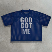God Got Me Casual Street Mesh Panel Jersey