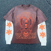 Royal casual street retro patchwork long-sleeved T-shirt