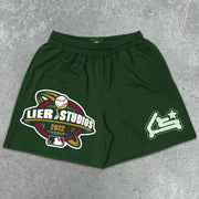 Baseball Graphic Print Elastic Shorts