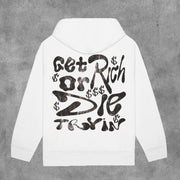 Casual Get Rich Or Die Print Long Sleeve Hoodies