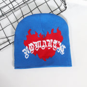 Trendy pullover love flame jacquard knitted hat