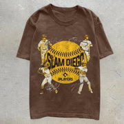 Retro Print Tide Brand Short Sleeve Sports T-Shirt