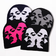 Double Face Woman Pattern Knitted Hat