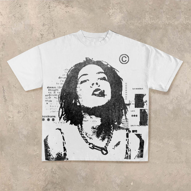 Retro personalized printed short-sleeved T-shirt