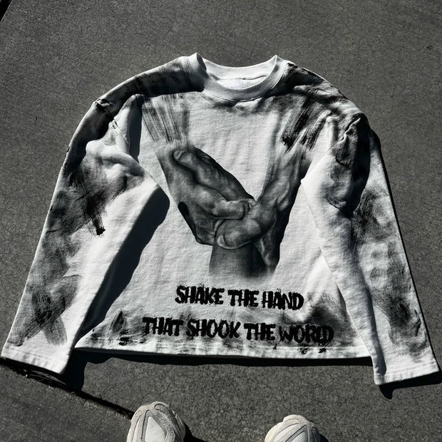 Shake The Hand That Shook The World Print Long Sleeve T-Shirt