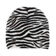 Striped knitted hat pullover hat black and white elements cow wool hat