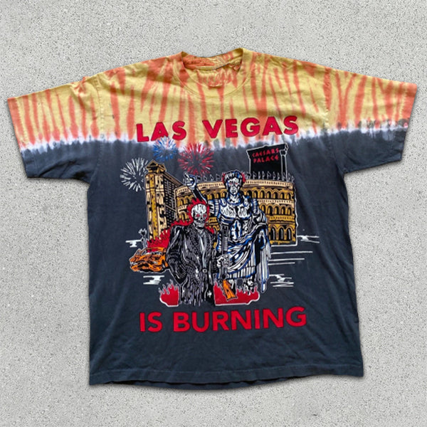 Skull graphic print tie-dye short-sleeve T-shirt