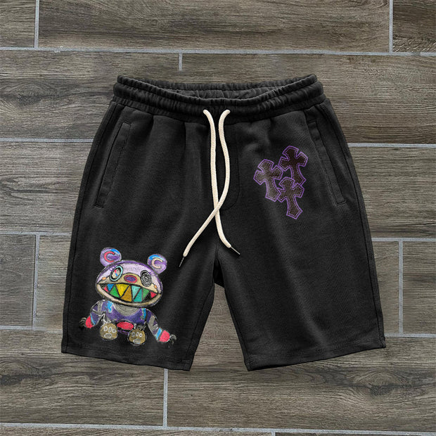 Jesus Cross Pattern Vintage Street Shorts