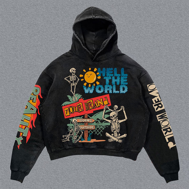 skull print hoodie