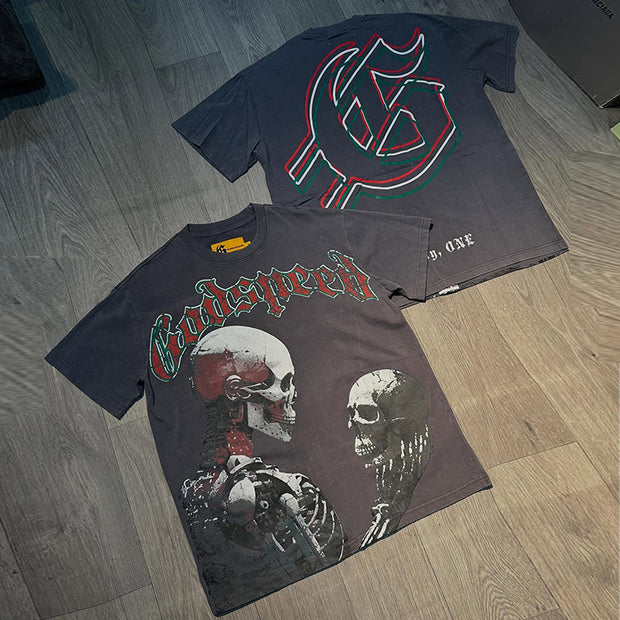 Personalized skull short-sleeved T-shirt