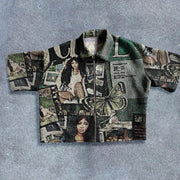 Retro trendy casual short-sleeved jacket