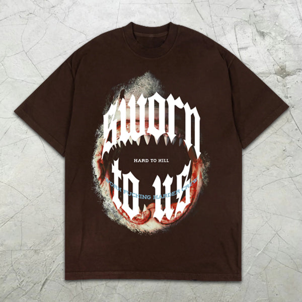 Shark Slogan Graphic Print Short Sleeve T-Shirt