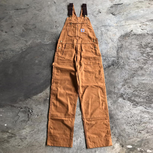 Vintage stain-resistant multi-pocket work overalls