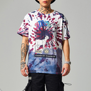 Street style skull tie-dye street short-sleeved T-shirt