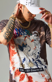 Street style skull tie-dye street short-sleeved T-shirt