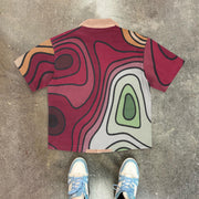 Fashionable personalized print contrast color shirt