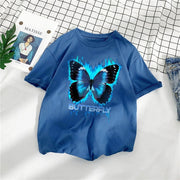 Street Style Retro Butterfly Print Short Sleeve Cotton T-Shirt
