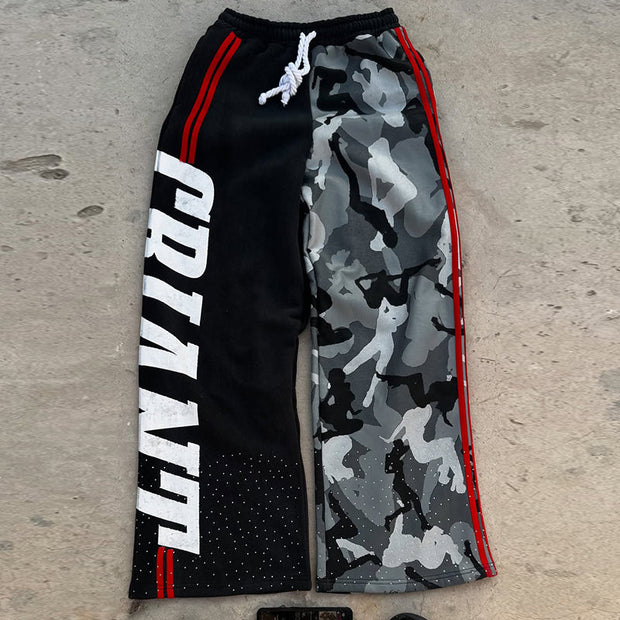 Vintage camouflage rhinestone print trousers