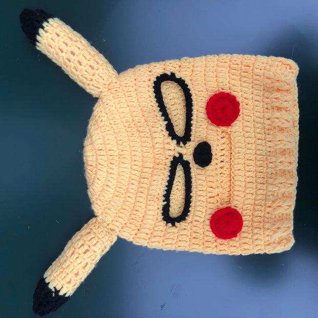 Woolen Knitted Pikachu Hat Autumn and Winter Warm Hood Sand Sculpture Hood Hat
