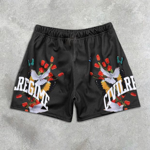 floral print elastic shorts