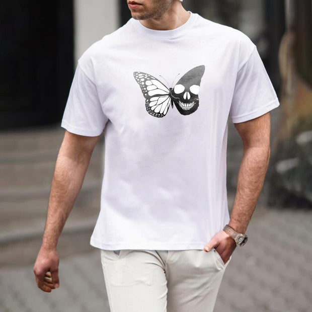 Skull butterfly combined with printed personality short-sleeved T-shirt