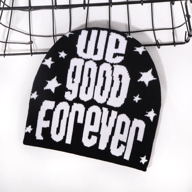 We letter single knit hat