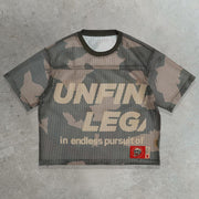 Camouflage casual street retro mesh stitching jersey