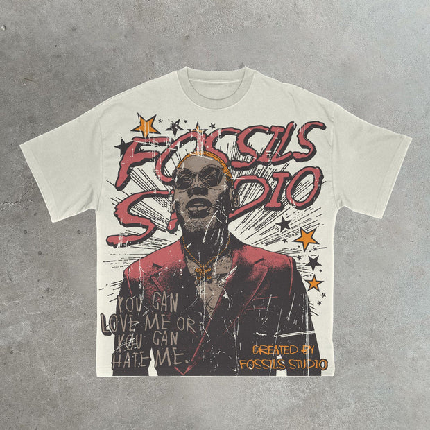 Love and Hate Print Casual Street Rock T-Shirt