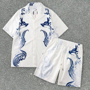 Casual Beach Shirt Teng Pattern Shorts Short Sleeve Suit