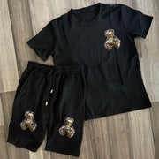 Bear Retro Casual Short Sleeve Shorts Set