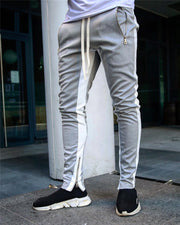 Casual sports pants, running pants, double pocket zipper jogging pants