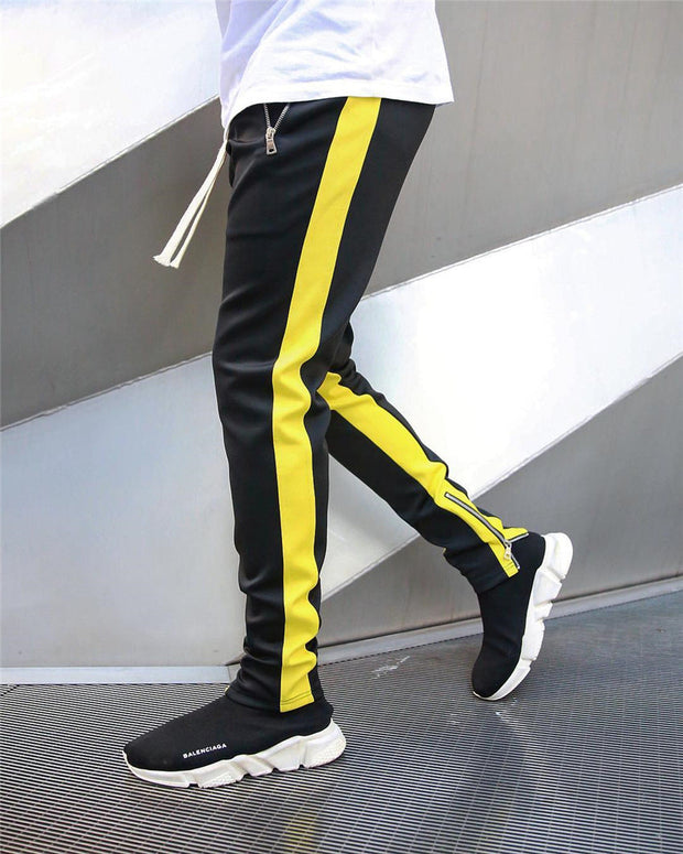 Casual sports pants, running pants, double pocket zipper jogging pants
