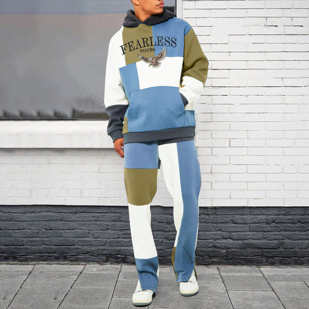 Contrast color casual fashion retro street trousers suit