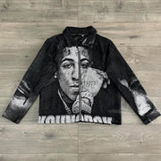 Funny Character Print Long Sleeve Zipped Jacket