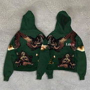 Love Faux Decal Print Long Sleeve Hoodies
