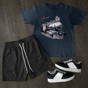 Trendy train pattern crew neck T-shirt set