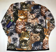 Fashionable retro cat print plush warm jacket