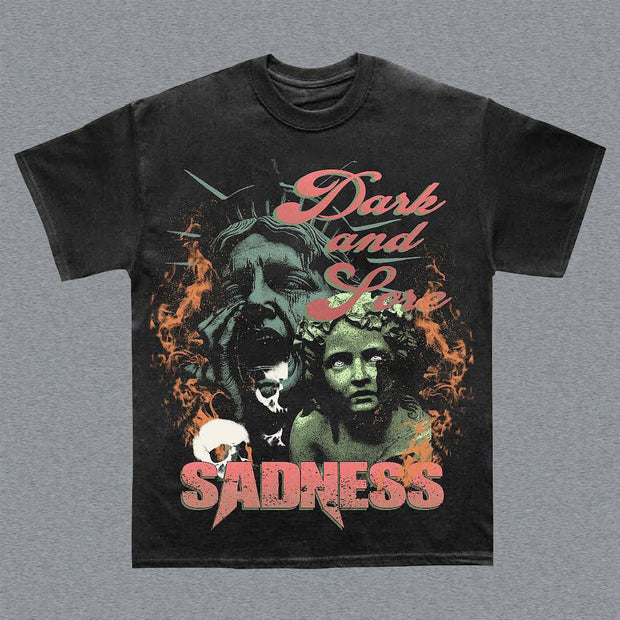 Vintage Print Street Short Sleeve T-Shirt