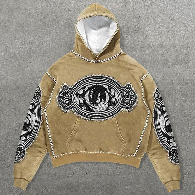 Eyes Faux Decal Print Long Sleeve Hoodies