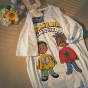 Retro Ami khaki trend cartoon print T-shirt loose hip-hop