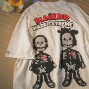 Retro Ami khaki trend cartoon print T-shirt loose hip-hop