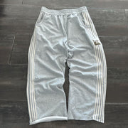 Striped Web Casual Wide-Leg Pants