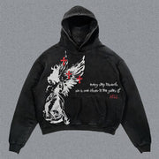 Vintage Angel Oversized Print Hoodie