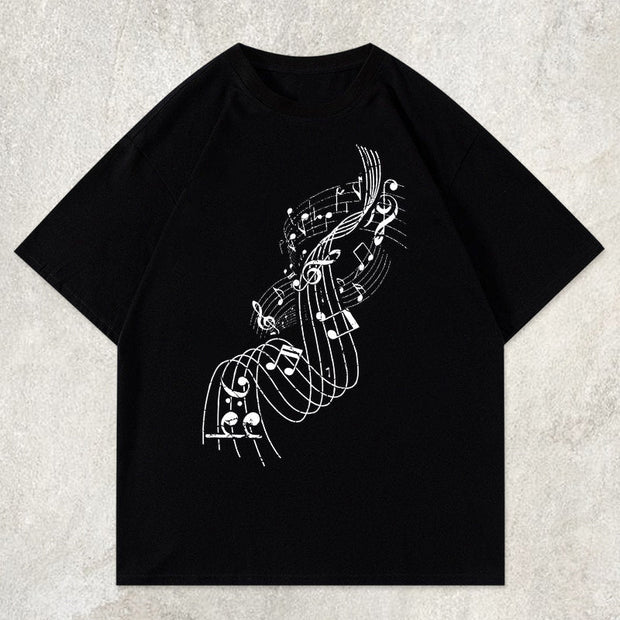 musical note print short-sleeved T-shirt