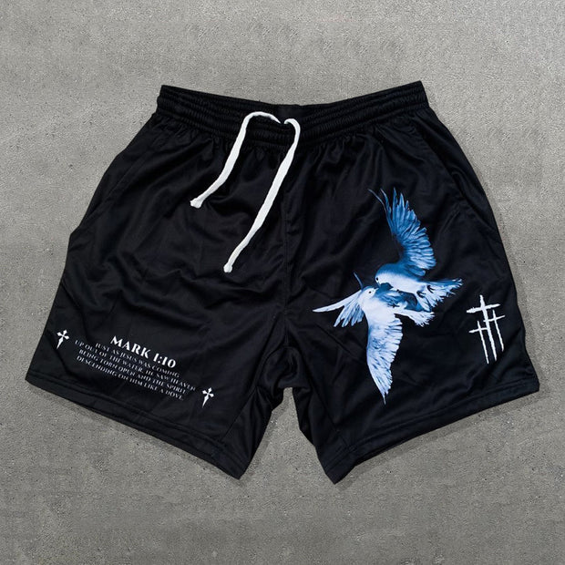 Mark 1:10 Print Mesh Drawstring Shorts